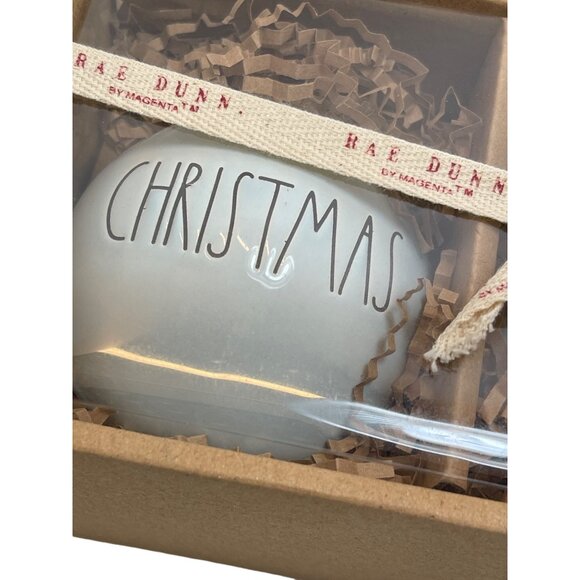 Rae Dunn Christmas Ornaments Set Of 3 With Peace Snow Christmas Pale Blue NWT - Picture 2 of 6